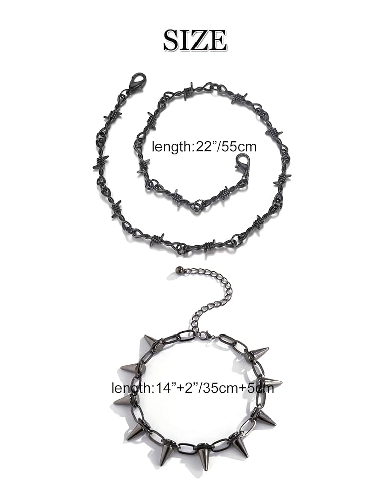 Amazon.com: PJWONG Punk Black Barbed Wire Chain Necklace for